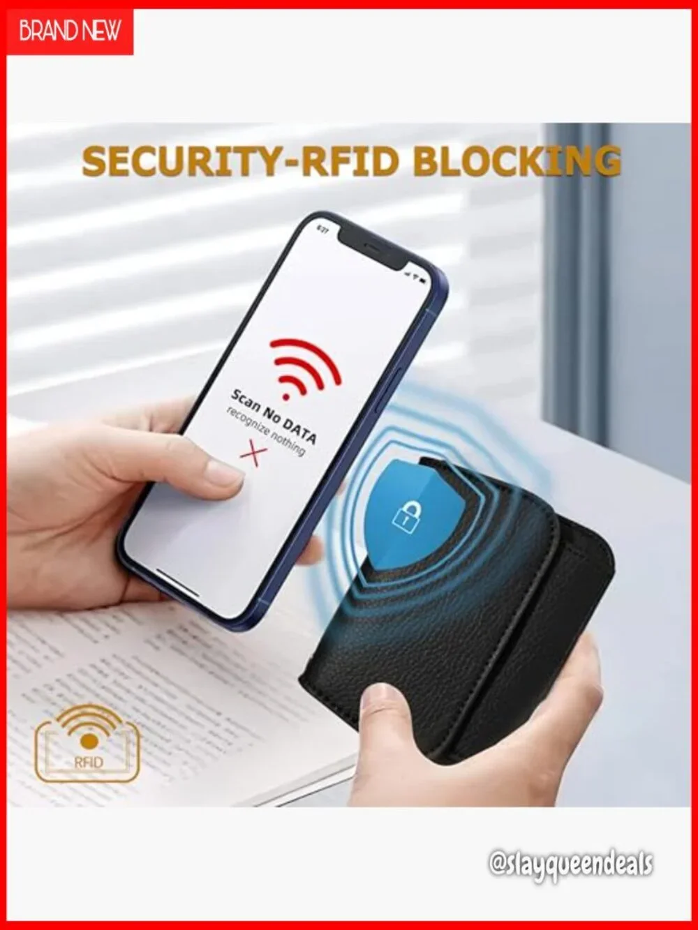 Slim RFID Blocking Tri-Fold Wallet with Coin Pocket and Keychain